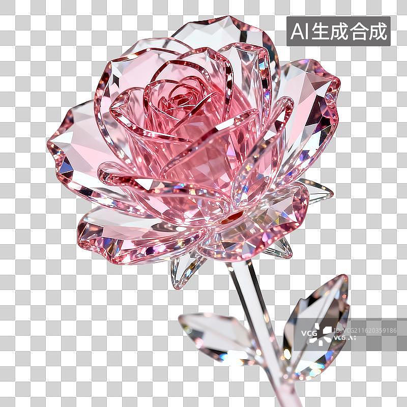 【AI数字艺术】粉色水晶玫瑰花图片素材