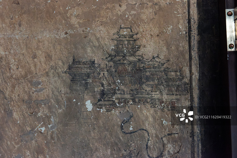 山西忻州繁峙县国保单位岩山寺文殊殿里的金代壁画图片素材