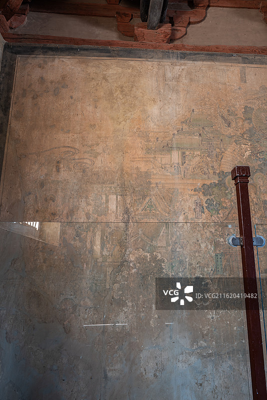 山西忻州繁峙县国保单位岩山寺文殊殿里的金代壁画图片素材