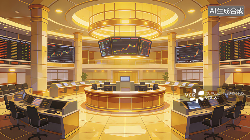 【AI数字艺术】金融交易中心室内场景图片素材