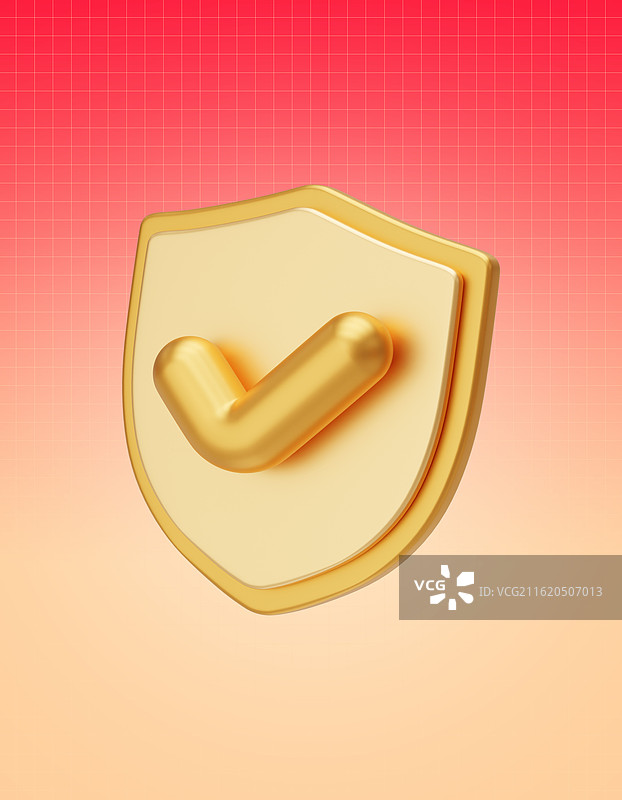 3D立体金色卡通盾牌金融主题插画图片素材