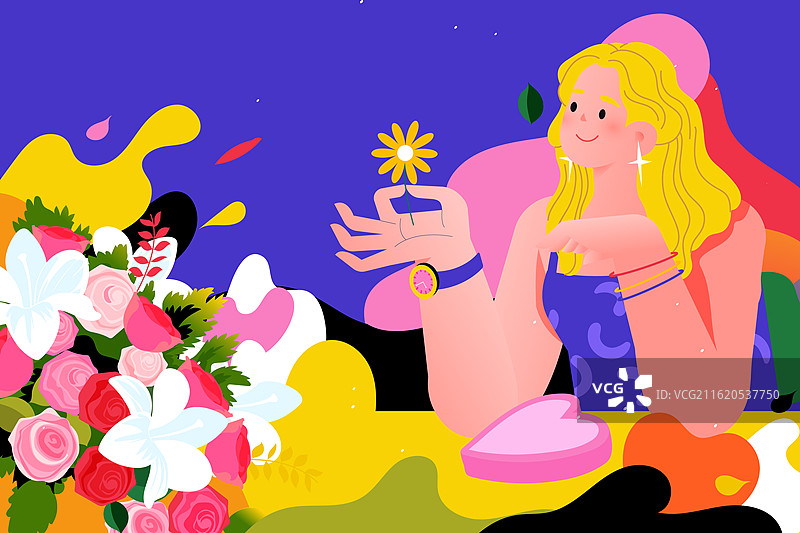 卡通妇女节女孩女生节闺蜜姐妹彩妆网购购物电商消费优惠娱乐休闲活动生活旅游花卉鲜花背景渐变矢量插画图片素材