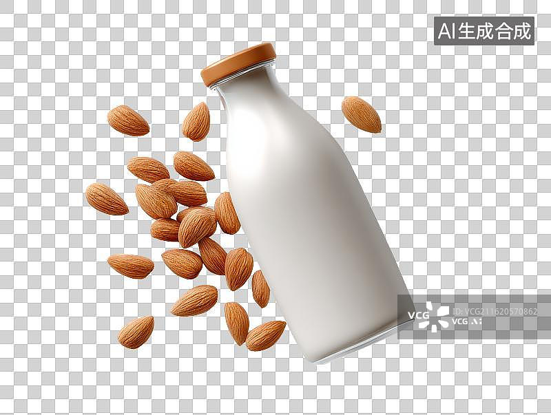 【AI数字艺术】营养早餐杏仁和牛奶图片素材