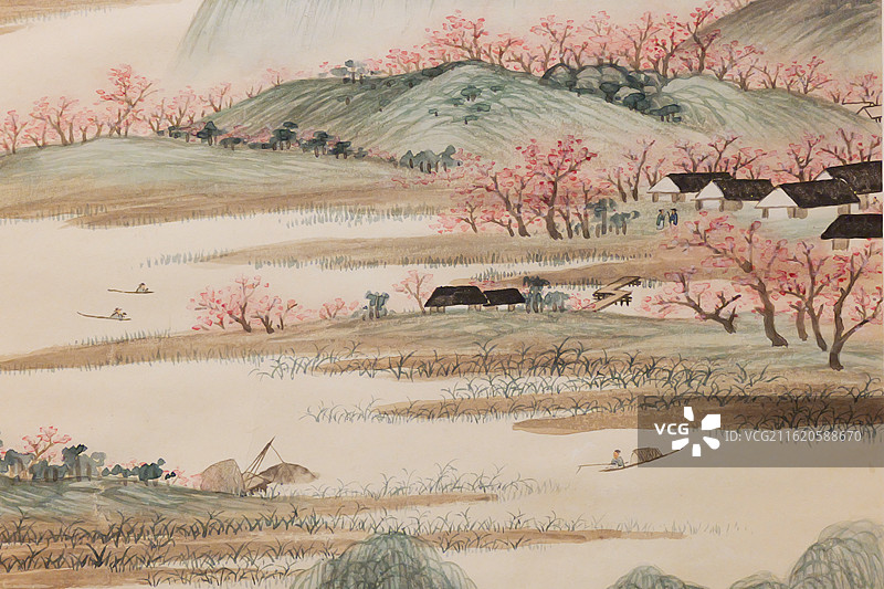 四景山水 吴湖帆  朵云轩藏图片素材