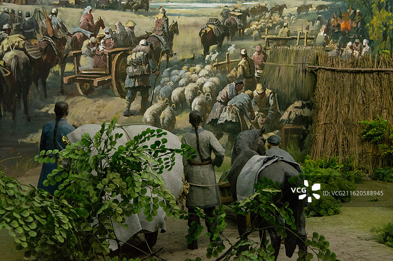 清朝时期锡伯族西迁场景复原图片素材