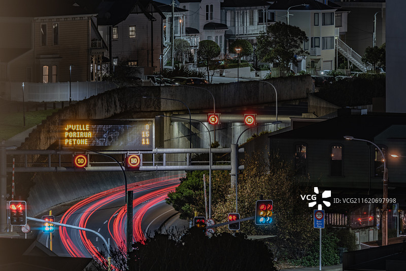 惠灵顿夜晚路口景观图片素材