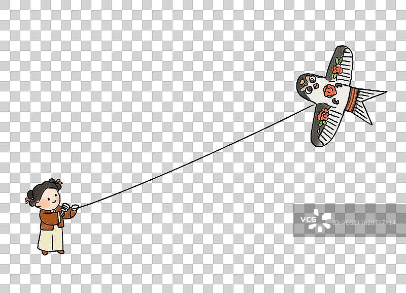 春分放燕子风筝的小女孩元素图片素材