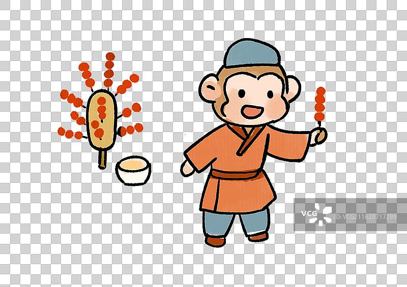 小猴子卖冰糖葫芦元素图片素材