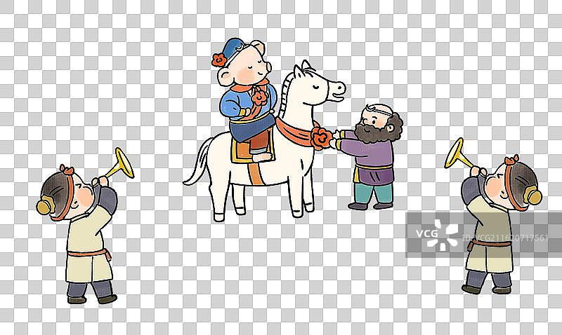 西游记高老庄猪八戒娶亲卡通插画图片素材