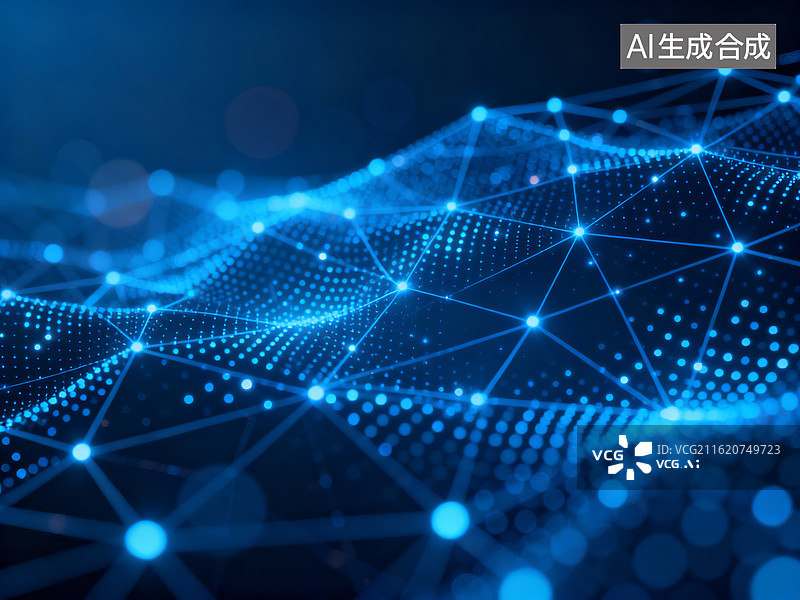 【AI数字艺术】科技感抽象网络连接背景图片素材