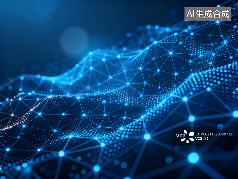 【AI数字艺术】科技感抽象网络连接背景图片素材