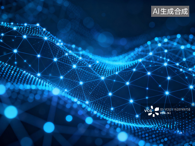 【AI数字艺术】科技感抽象网络连接背景图片素材