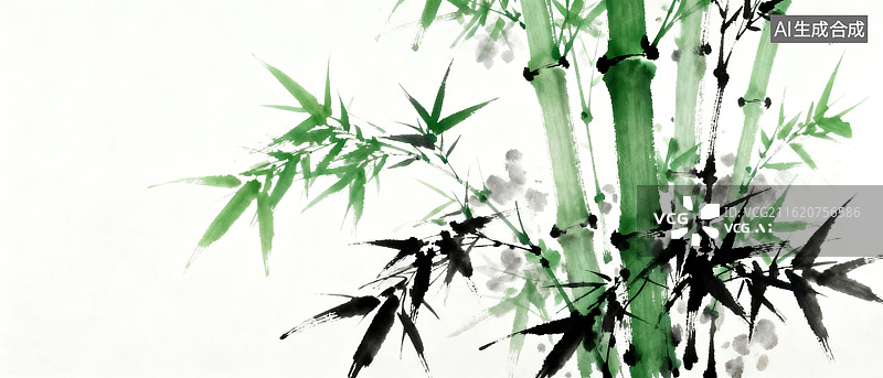 【AI数字艺术】中国传统水墨竹画图片素材