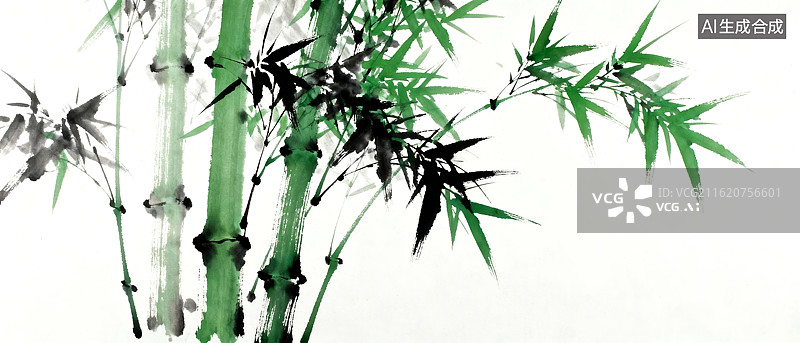 【AI数字艺术】中国传统水墨竹画图片素材