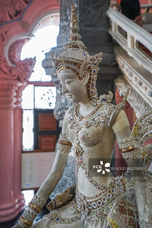 泰国三头象神博物馆Erawan Museum,精美雕像人物艺术展示图片素材