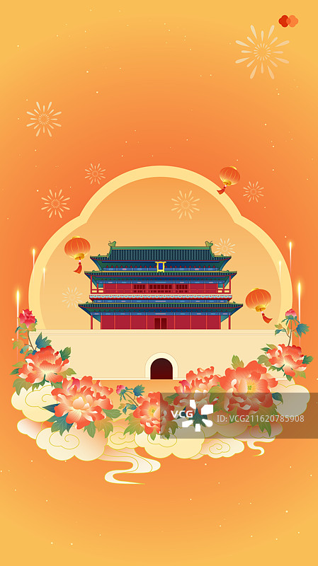 北京最美中轴线正阳门 新年春节节日喜庆海报图片素材