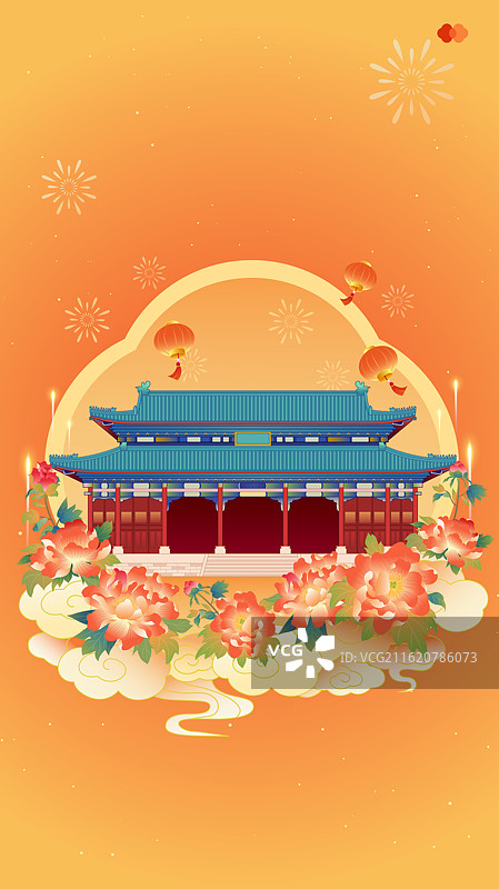 广东东莞粤晖园 新年春节节日古建筑城市地标喜庆海报图片素材