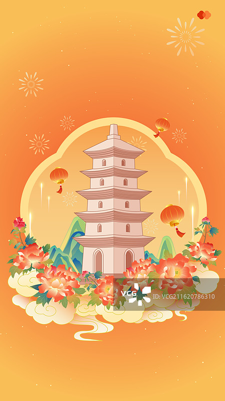 浙江宁波天宁寺塔 新年春节国庆节中秋节节日古建筑城市地标喜庆海报图片素材