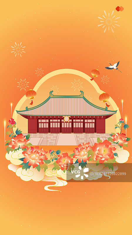 山西永乐宫 新年春节节日古建筑城市地标喜庆海报图片素材