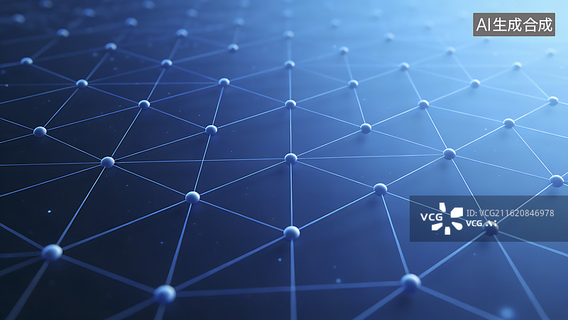 【AI数字艺术】抽象蓝色网络连接结构图片素材