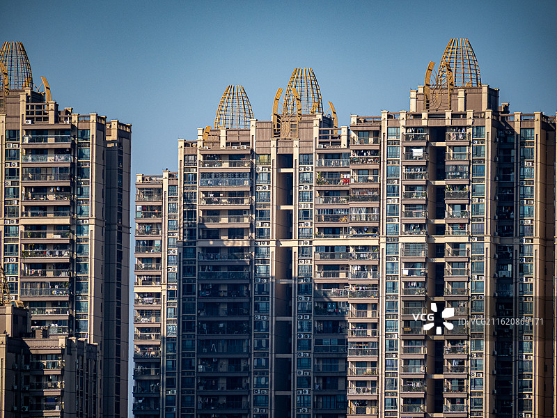 中国城市住宅外立面，高密度商品住宅，涂料面砖，鸽子笼 1.0，2000s，广州图片素材