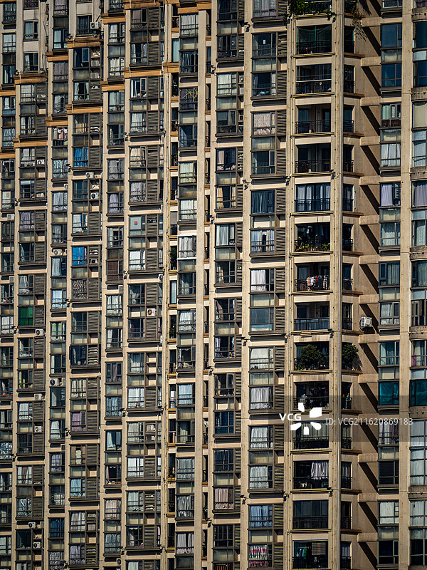 中国城市住宅外立面，高密度商品住宅，涂料面砖，鸽子笼 1.0，2000s，广州图片素材