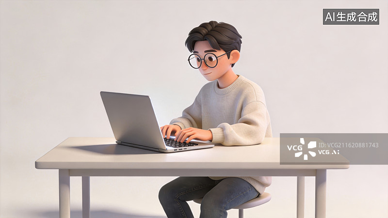 【AI数字艺术】人物使用笔记本电脑工作图片素材