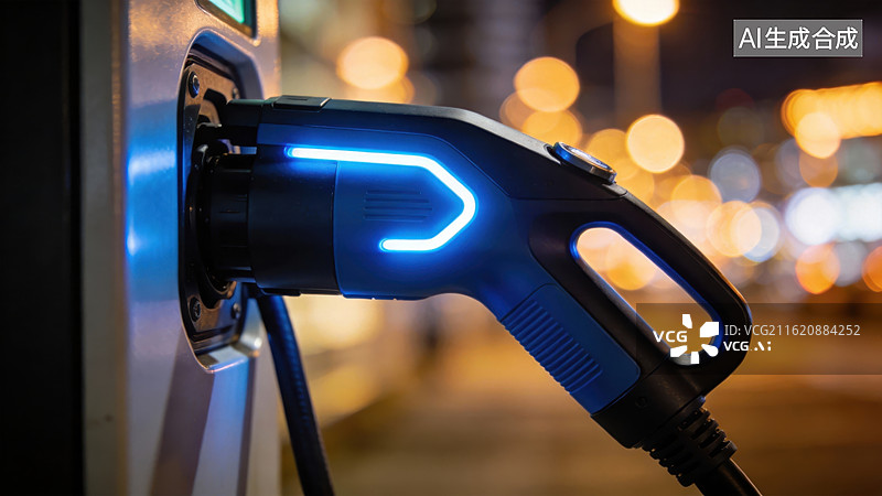 【AI数字艺术】电动汽车充电接口特写图片素材