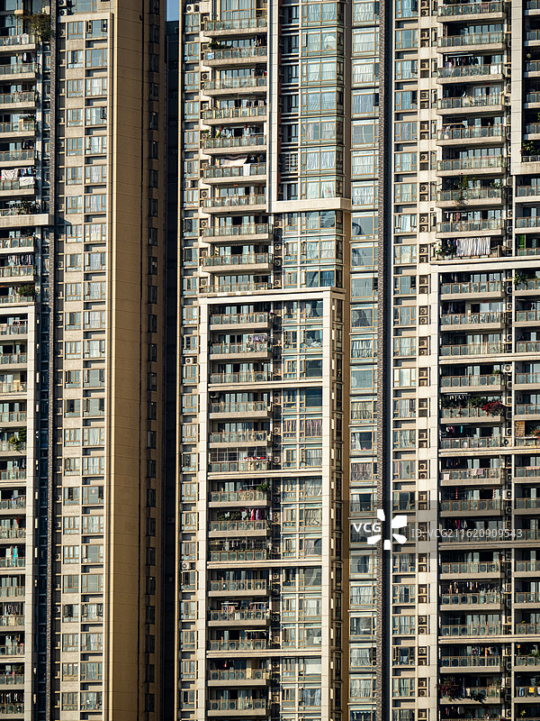 中国城市住宅外立面，高密度商品住宅，涂料面砖，鸽子笼 1.0，2000s，广州图片素材