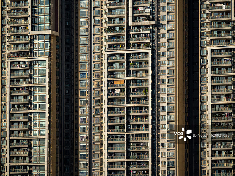 中国城市住宅外立面，高密度商品住宅，涂料面砖，鸽子笼 1.0，2000s，广州图片素材