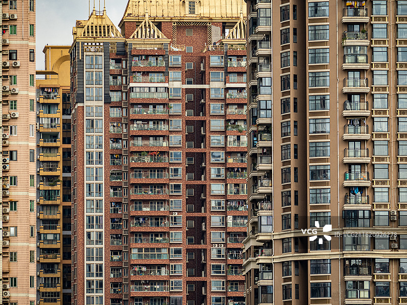 中国城市住宅外立面，高密度商品住宅，涂料面砖，鸽子笼 1.0，2000s，广州图片素材