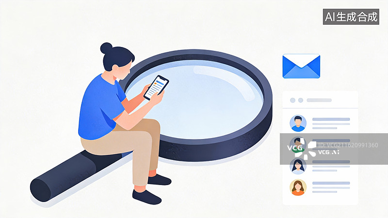 【AI数字艺术】人物使用手机搜索信息图片素材