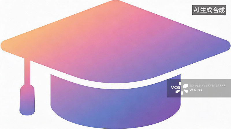 【AI数字艺术】渐变色毕业帽图标图片素材