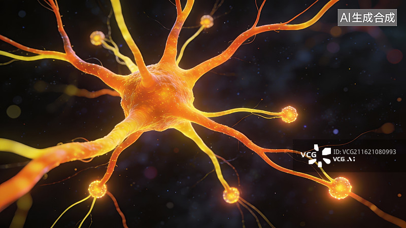 【AI数字艺术】神经元细胞结构示意图图片素材