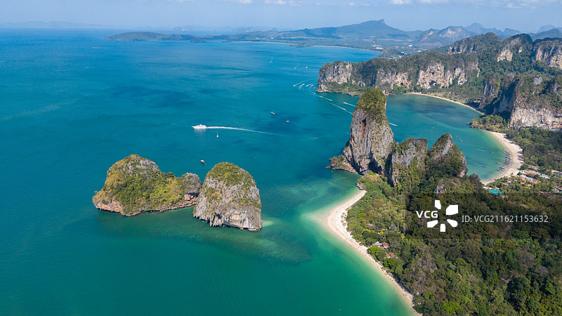 泰国甲米莱利海滩海上喀斯特海景风光图片素材