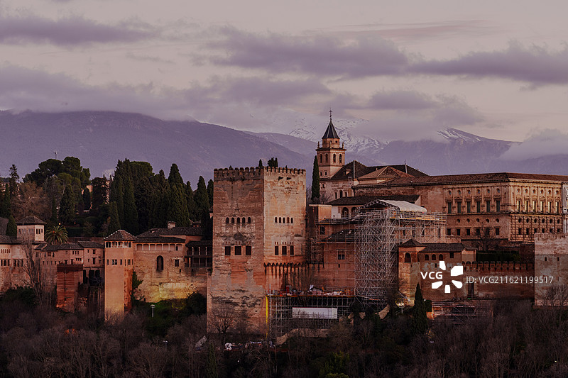 格拉纳达阿尔罕布拉宫蓝调图片素材