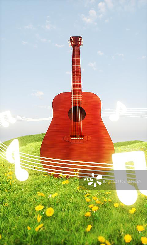 3D小清新“春天与音乐”主题场景图片素材