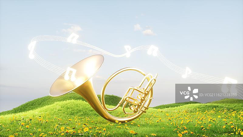 3D小清新“春天与音乐”主题场景图片素材