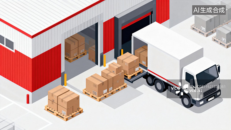 【AI数字艺术】仓库装卸货物场景图片素材
