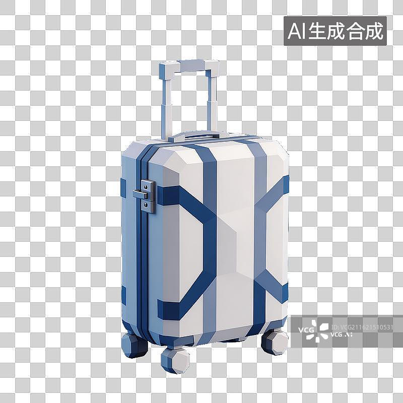 【AI数字艺术】蓝白条纹行李箱图片素材