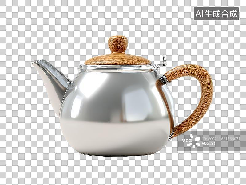 【AI数字艺术】银色卡通茶壶图片素材