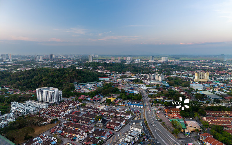 马来西亚槟城夜景航拍图片素材