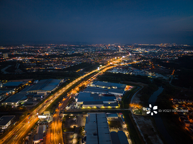 马来西亚槟城夜景航拍图片素材