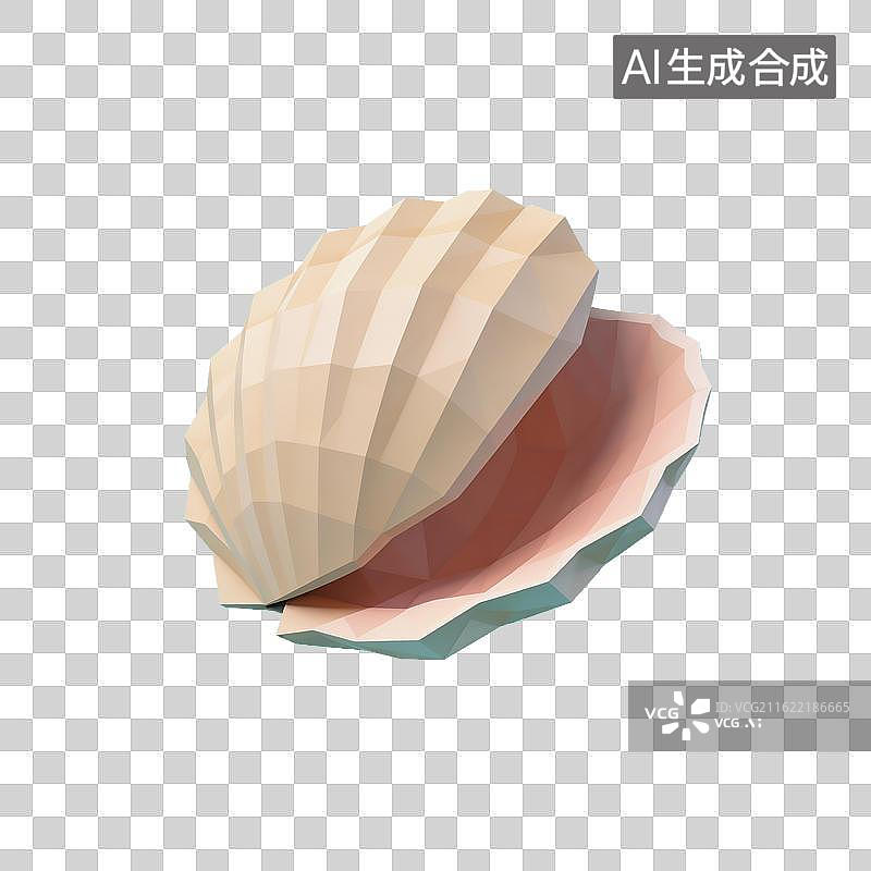 【AI数字艺术】低多边形风格贝壳图片素材