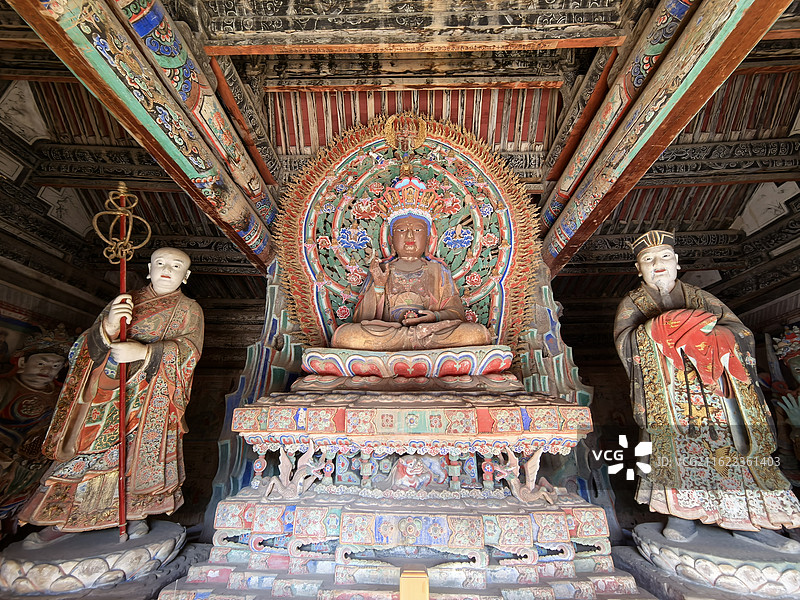 山西忻州繁峙县三圣寺地藏殿彩塑图片素材