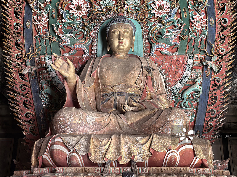 山西省忻州市繁峙县公主寺大雄宝殿彩塑图片素材