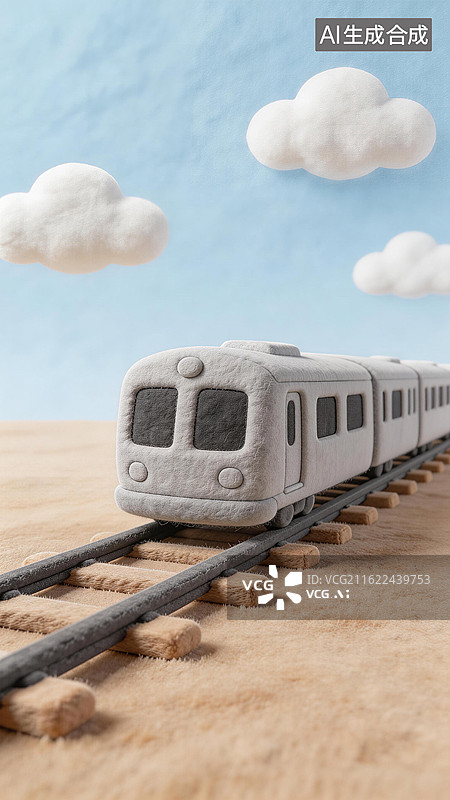 【AI数字艺术】沙地上的玩具火车模型图片素材