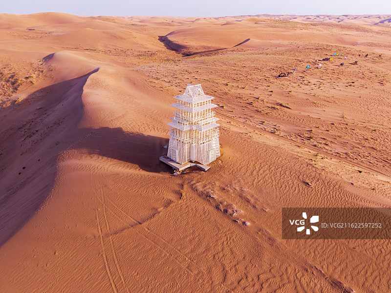 夕阳下的星光阁雕塑图片素材