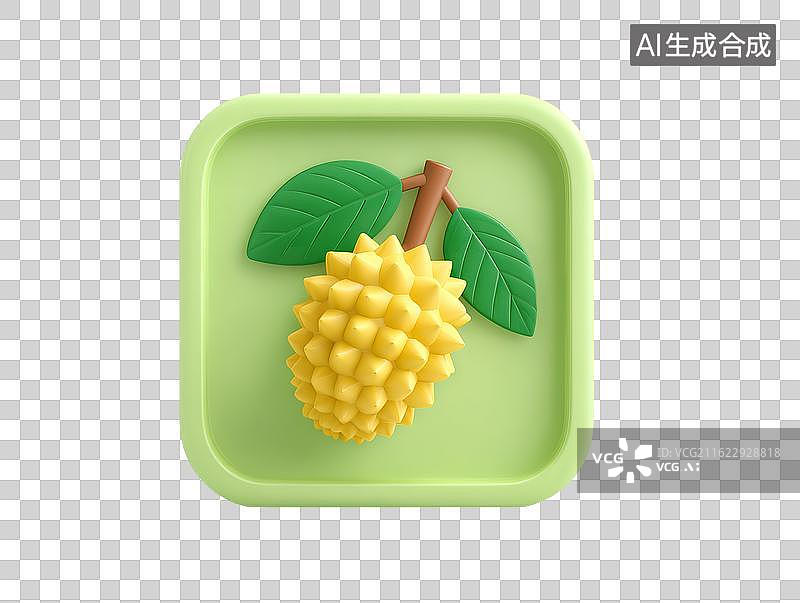 【AI数字艺术】榴莲在绿色方块上图片素材