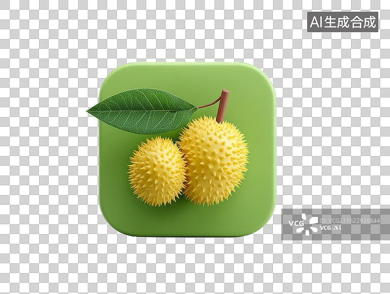 【AI数字艺术】榴莲在绿色方块上图片素材